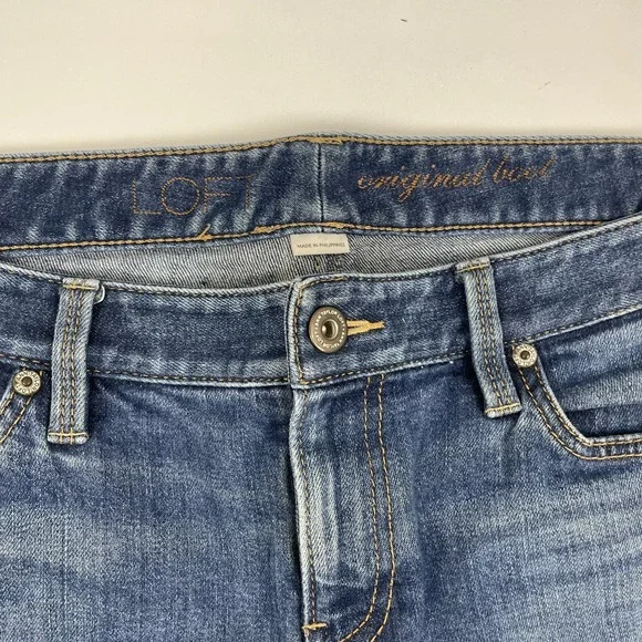 Loft Original Boot Bootcut Denim Blue Jeans Sz 8 Cotton Spandex Stretch Med Wash - Picture 5 of 10